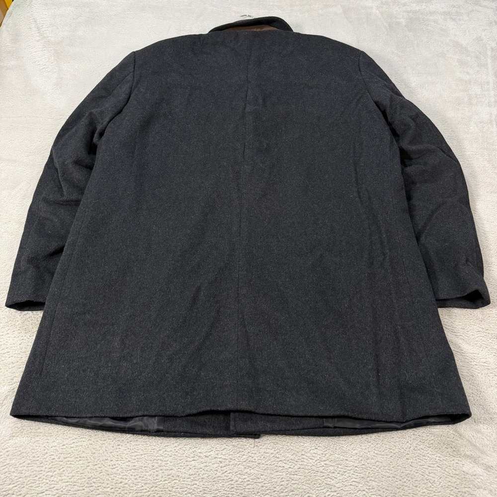 Lauren Ralph Lauren Mens 42R Wool Blend Car Coat Charcoal Grey Button Overcoat - Picture 8 of 10